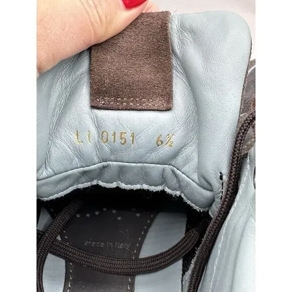 RARE!!! LOUIS VUITTON Tribe Blue Brown Suede Nubuck High Top Sneakers Sz LV 6.5